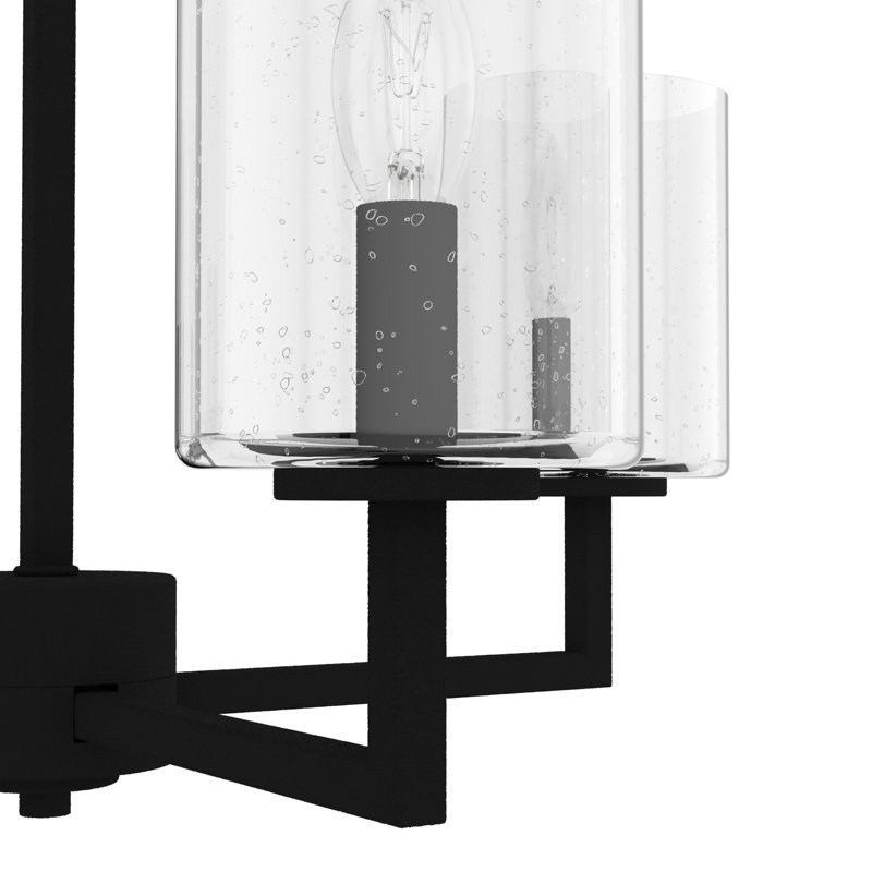 Black Iron 4-Light Geometric Rectangle Chandelier