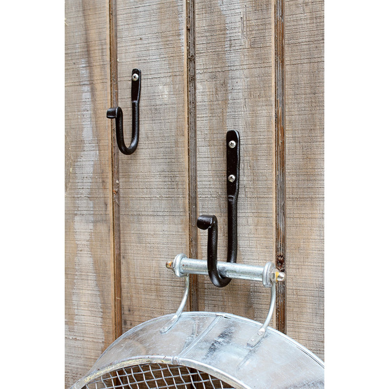 6-Inch Black Wrought Iron J-Hook Pack of 3