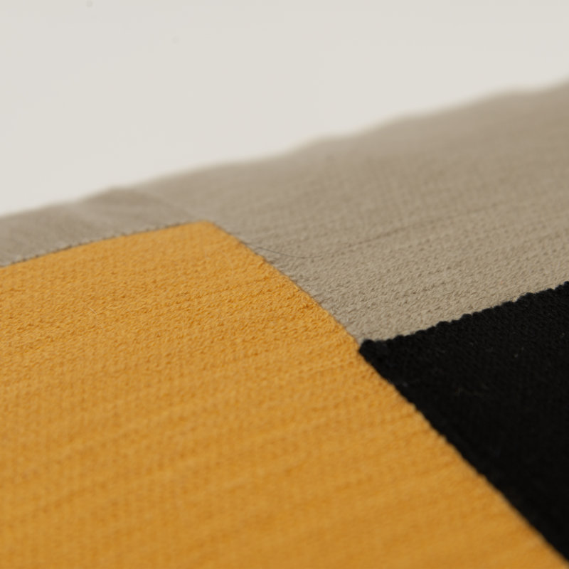 Square Black and Yellow Cotton Throw Pillow