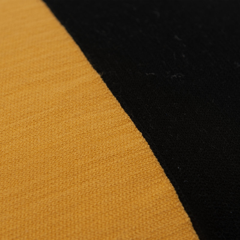 Square Black and Yellow Cotton Throw Pillow