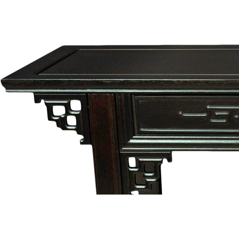 Elegant Black Lacquer Japanese-Inspired 43" Wood Bench
