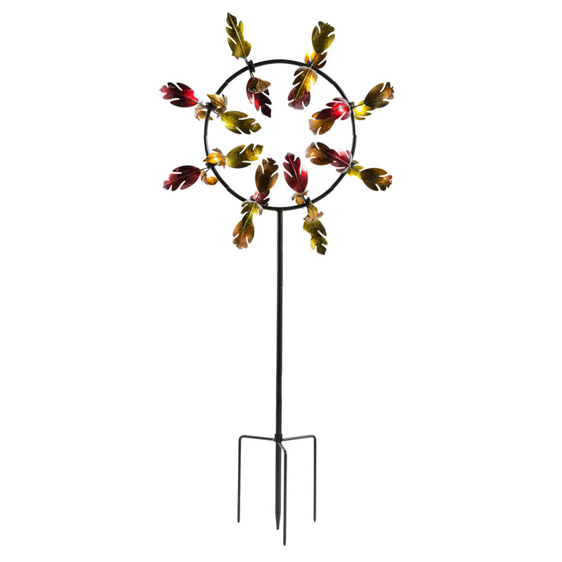 Red and Gold Metal Fall Leaves Jubilee Wind Spinner