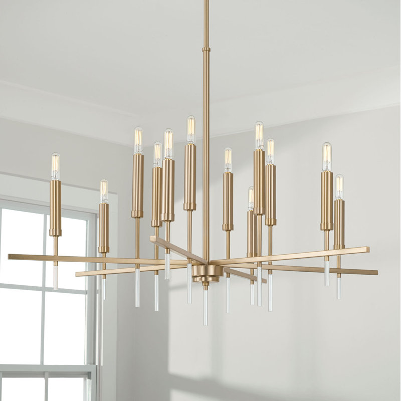 Matte Brass 12-Light Candle Style Chandelier