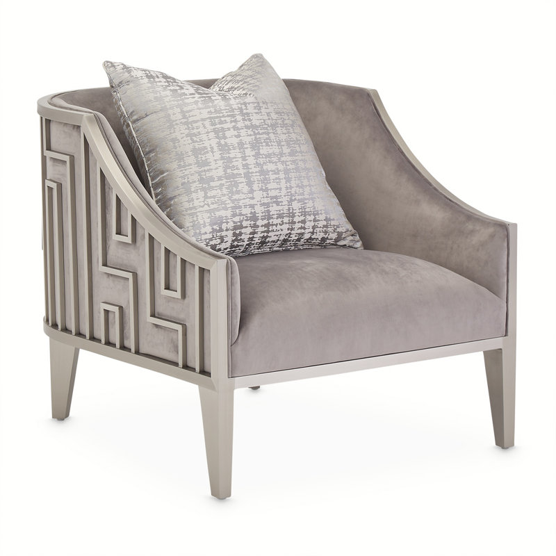 Roxbury Park Steel Gray Velvet Geometric Accent Chair