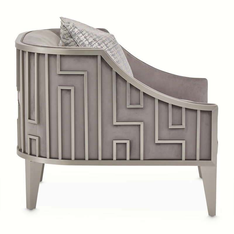Roxbury Park Steel Gray Velvet Geometric Accent Chair