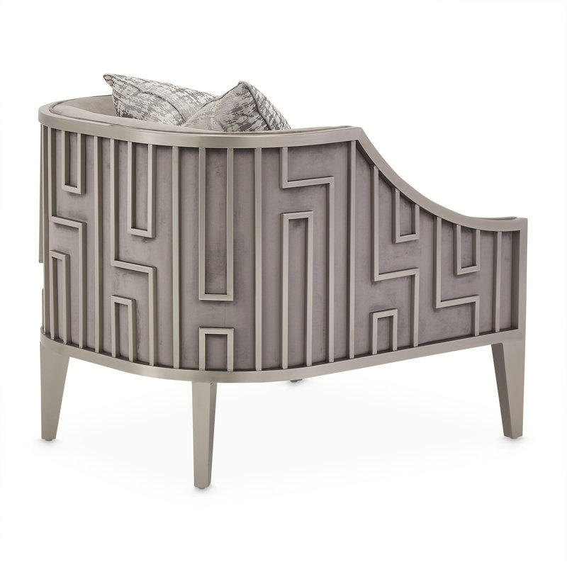 Roxbury Park Steel Gray Velvet Geometric Accent Chair