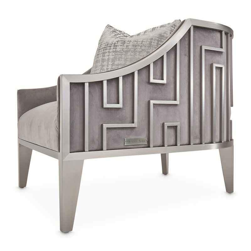Roxbury Park Steel Gray Velvet Geometric Accent Chair