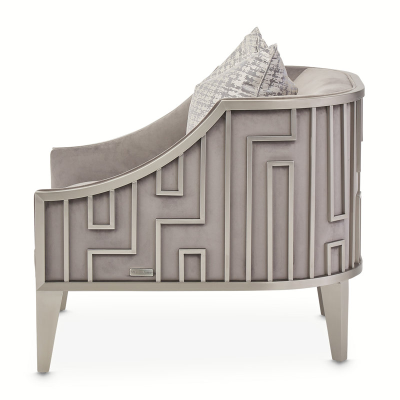 Roxbury Park Steel Gray Velvet Geometric Accent Chair