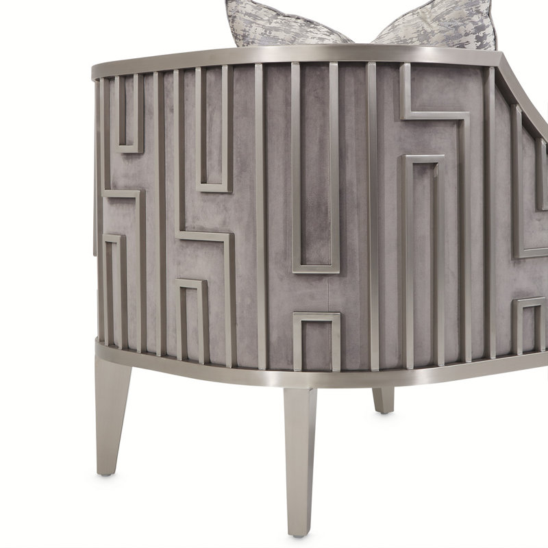 Roxbury Park Steel Gray Velvet Geometric Accent Chair