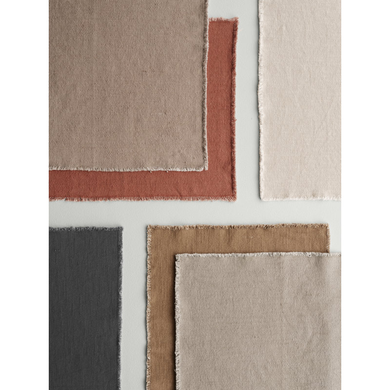 Tan Woven Cotton Rectangular Placemat with Fringe
