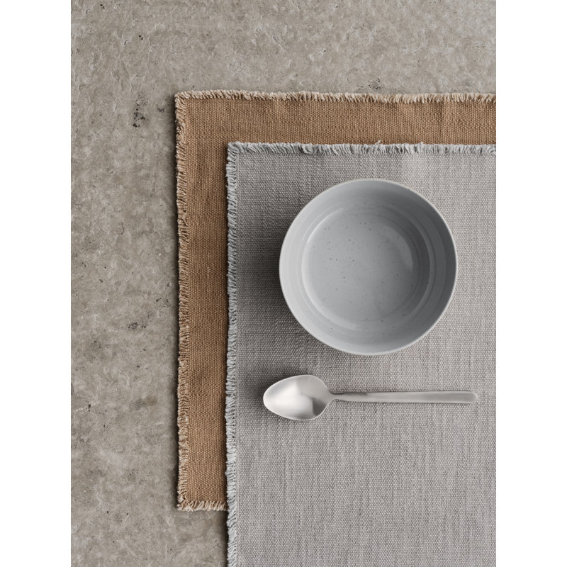 Tan Woven Cotton Rectangular Placemat with Fringe