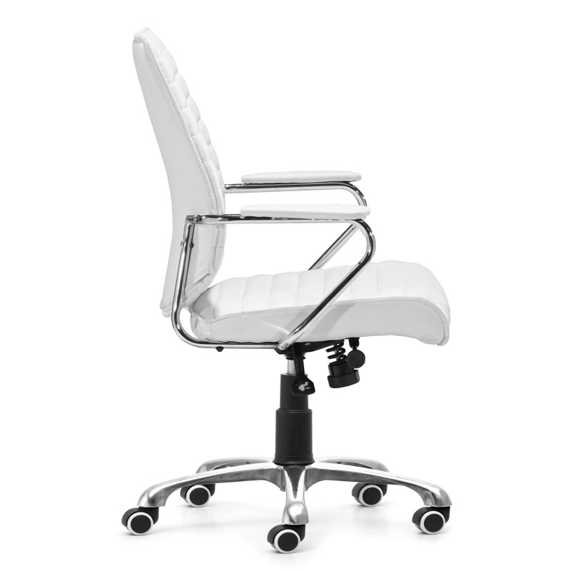 White Leatherette Swivel Executive Office Chair with Chrome Frame