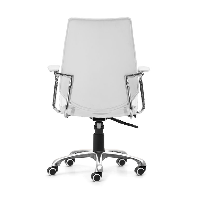 White Leatherette Swivel Executive Office Chair with Chrome Frame