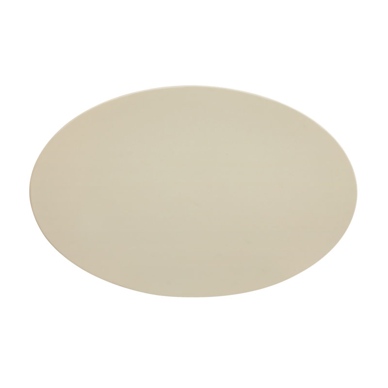 Cream Oval MDF and Iron Outdoor End Table
