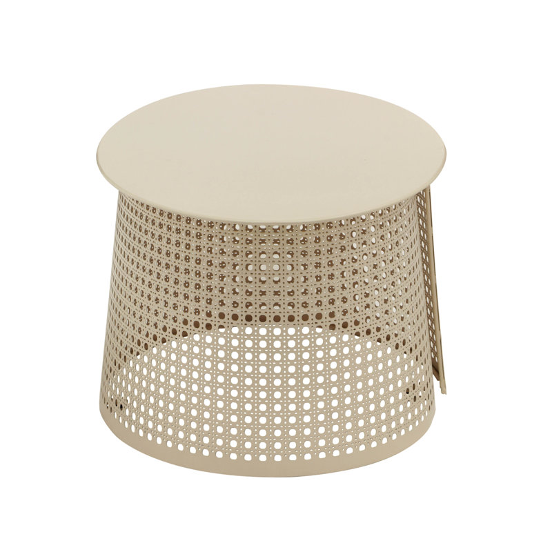Cream Oval Manufactured Wood Outdoor Coffee Table