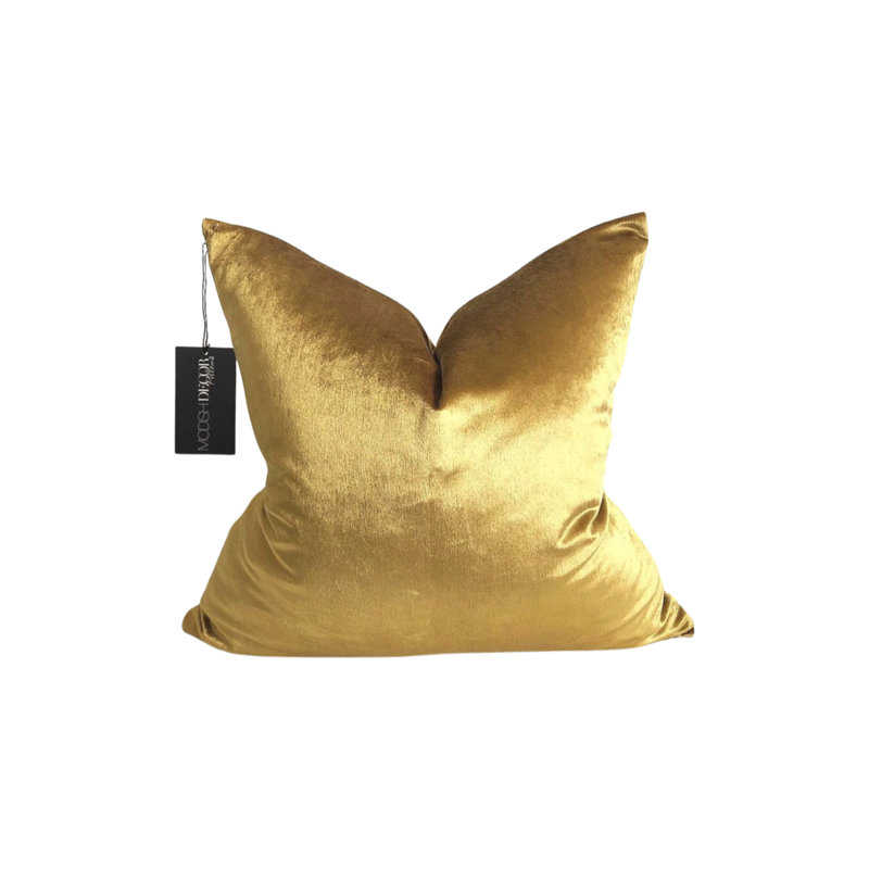 Honey Gold Velvet Medium Square Decorative Pillow