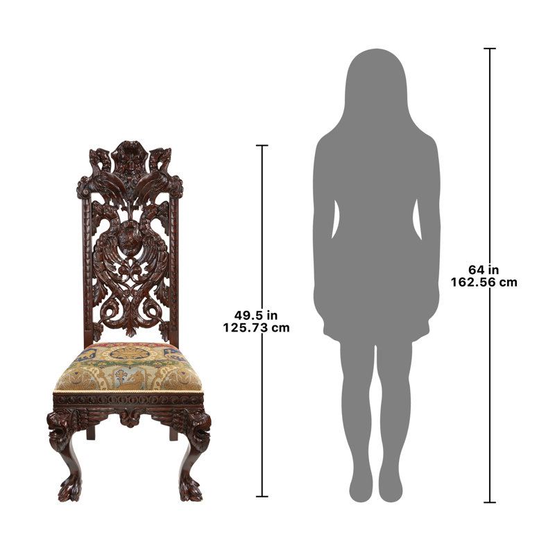 Handcrafted Walnut High Back Brown Velvet Side Chair