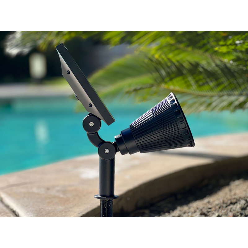 Black Solar Powered Adjustable LED Landscape Spotlights, 2-Pack