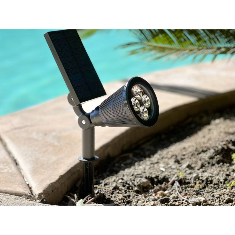 Black Solar Powered Adjustable LED Landscape Spotlights, 2-Pack