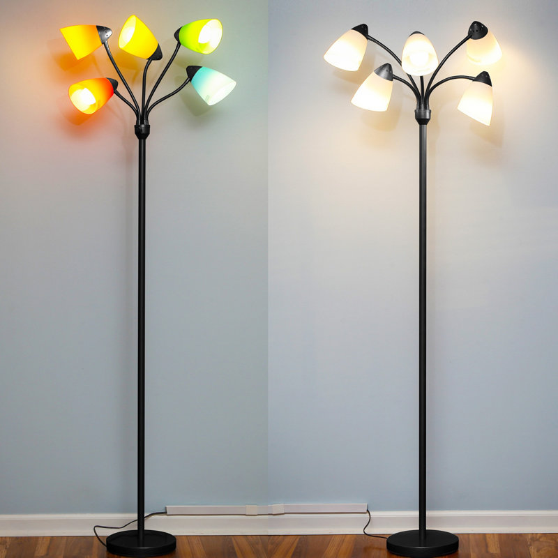 Classic Black 74" Smart LED Floor Lamp with Adjustable Gooseneck Arms