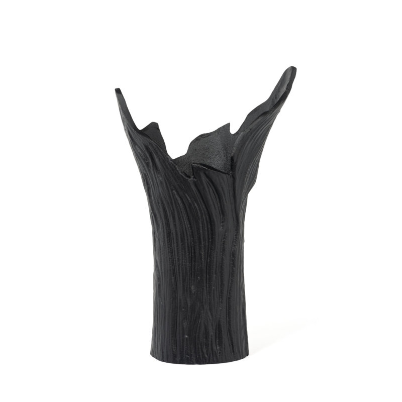 Small Black Cast Aluminum Decorative Table Vase