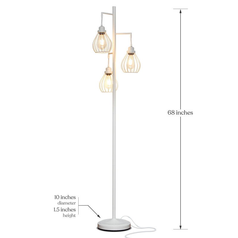 White Multi-Head Edison LED Floor Lamp with Teardrop Cages