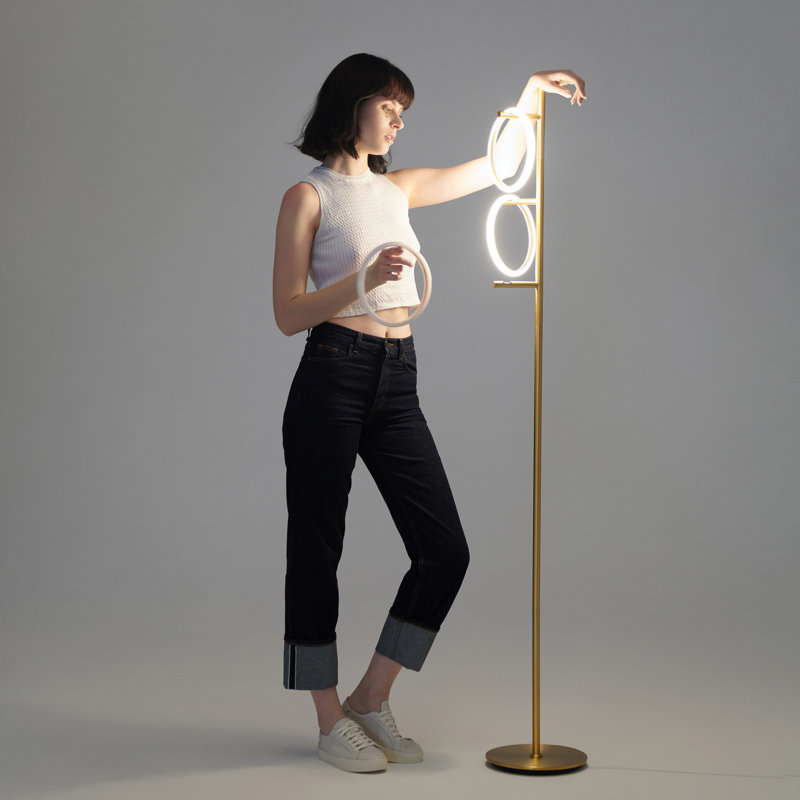 Saturn Antique Brass 66" Kids' 3-Way Dimming LED Floor Lamp