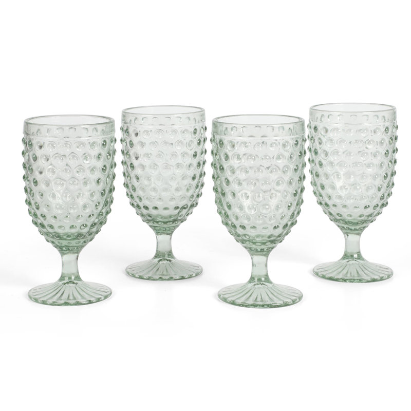Green Hobnail Handmade Glass Tumbler Set of Four