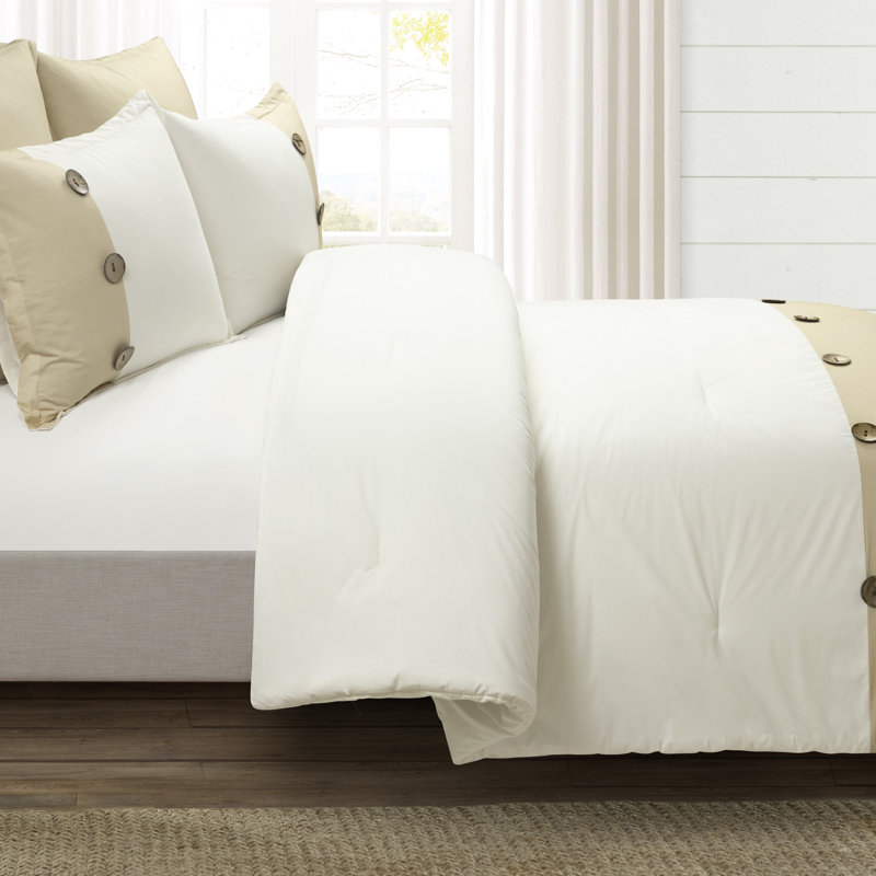 King Linen Button Cotton Farmhouse Comforter Set