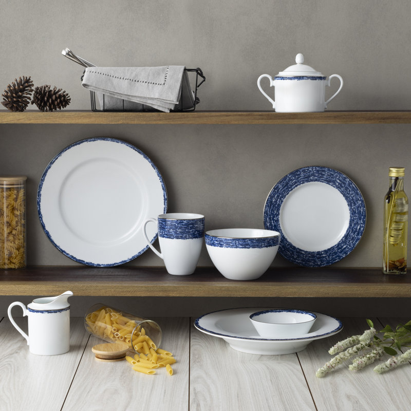 Blue and White Ceramic Cereal Bowls Set of 4