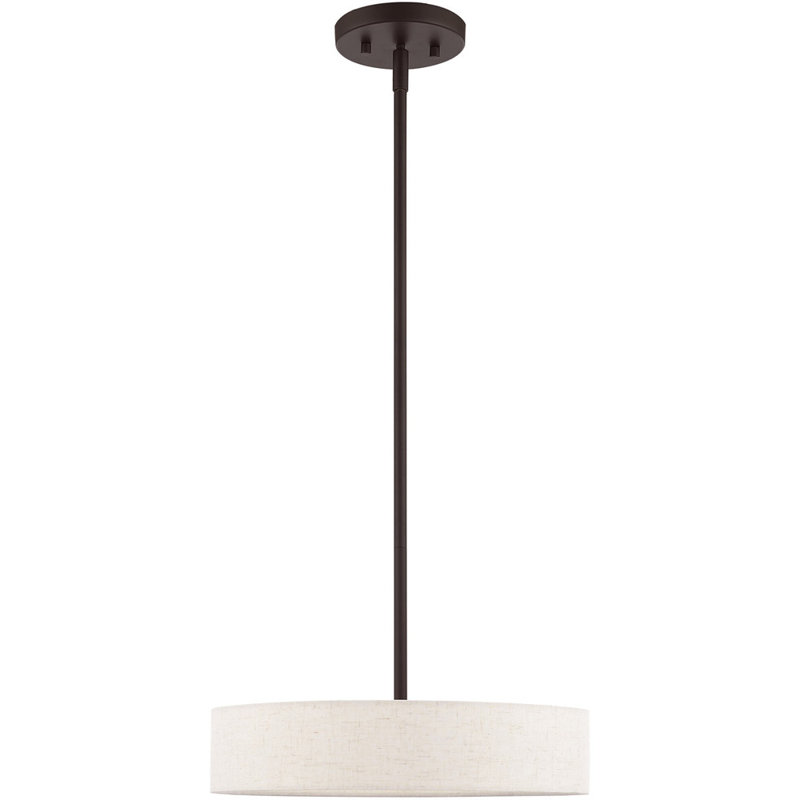 Venlo Modern 4-Light Bronze Drum Pendant with Oatmeal Fabric Shade