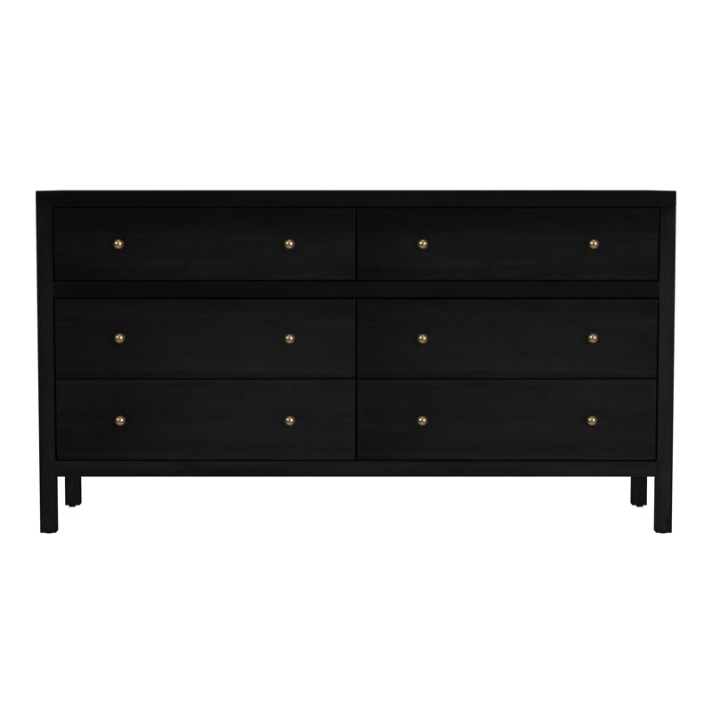 Antique Coffee 6-Drawer Wide Dresser with Ball Bearing Slides