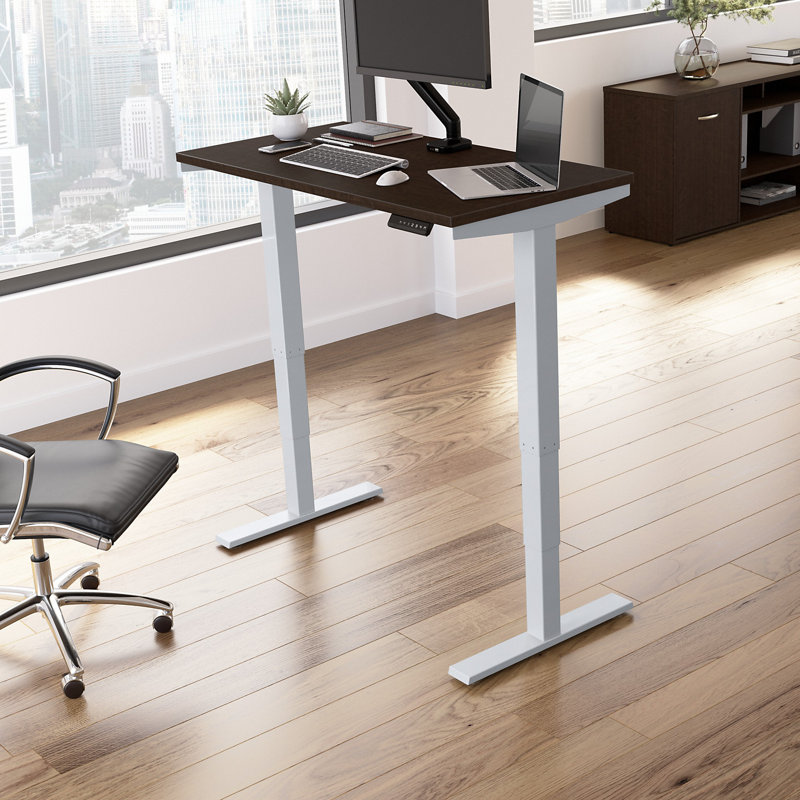Mocha Cherry 47'' Motorized Sit/Stand Desk with Power Outlet