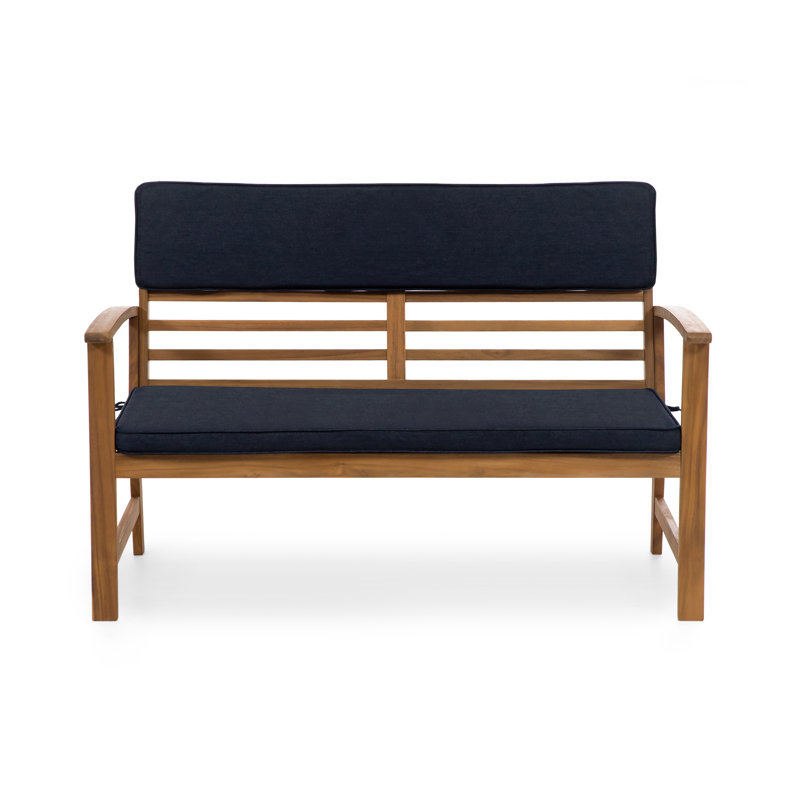 Greemotion 4-Piece Acacia Wood Outdoor Conversation Set with Blue Cushions