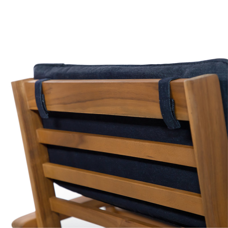 Greemotion 4-Piece Acacia Wood Outdoor Conversation Set with Blue Cushions