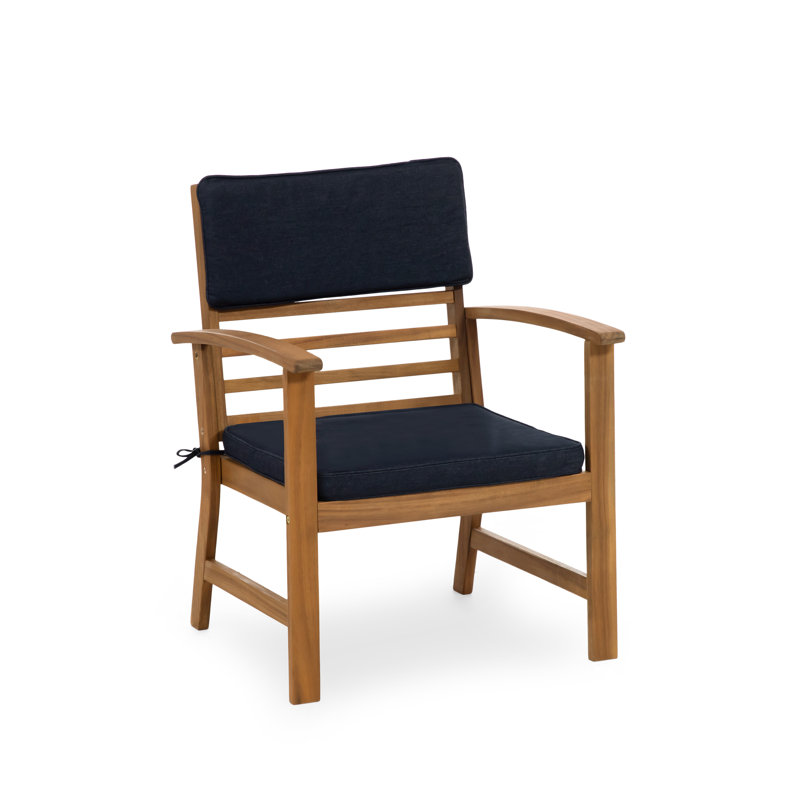 Greemotion 4-Piece Acacia Wood Outdoor Conversation Set with Blue Cushions