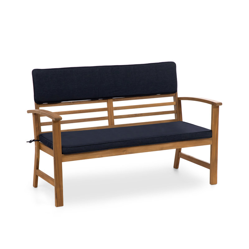 Greemotion 4-Piece Acacia Wood Outdoor Conversation Set with Blue Cushions
