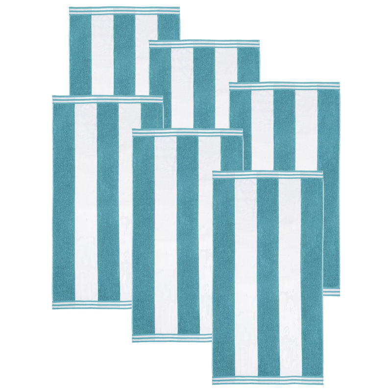 Turquoise and White Oversized Cotton Cabana Stripe Beach Towels