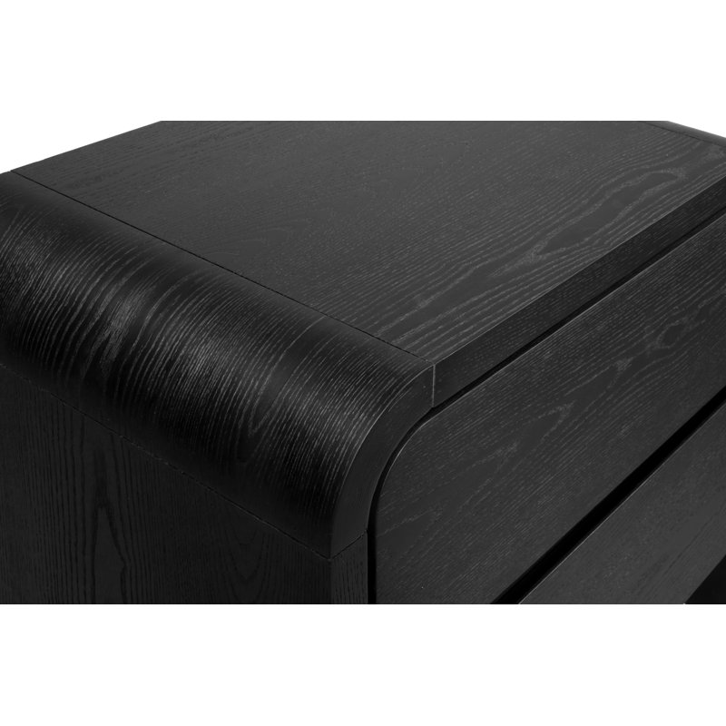 Elora Modern Farmhouse Jet Black Ash 2-Drawer Nightstand