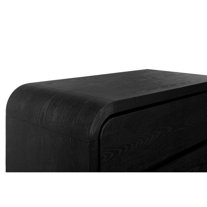Elora Modern Farmhouse Jet Black Ash 2-Drawer Nightstand