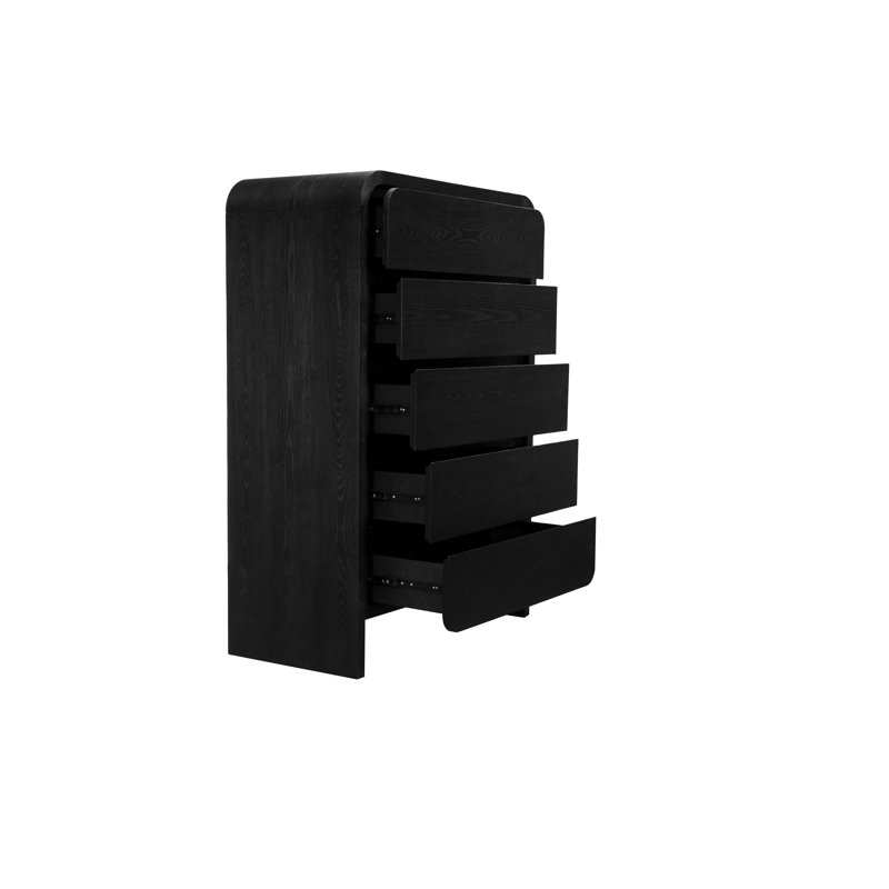 Elora Modern Farmhouse Jet Black Ash Five Drawer Chest