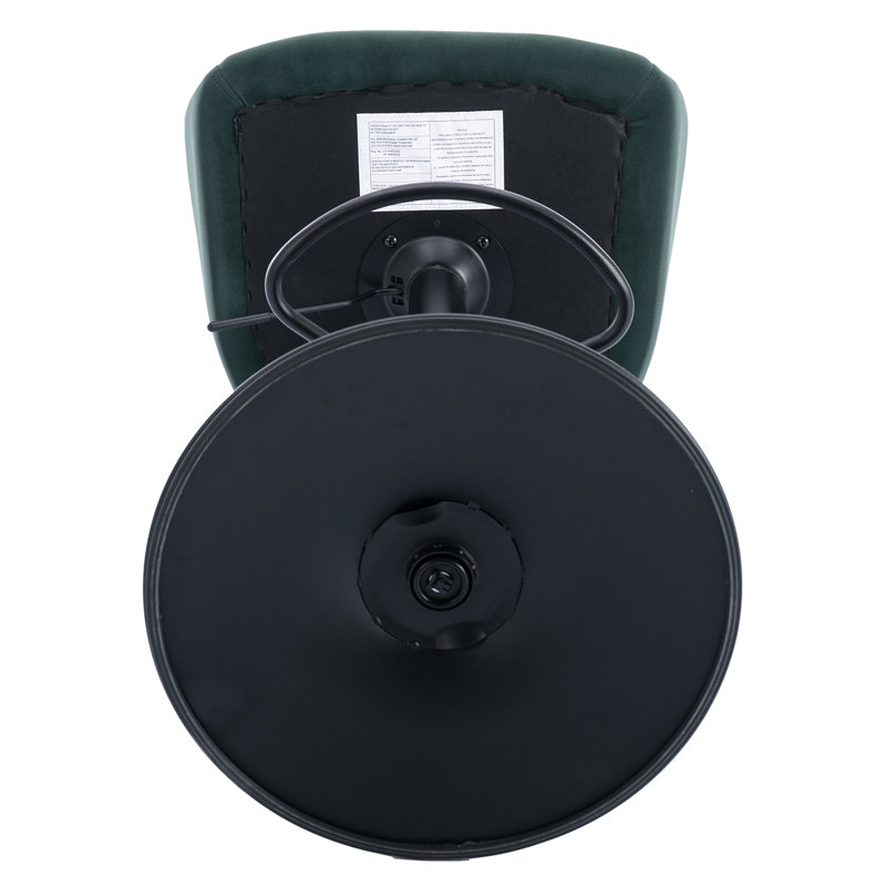 Green Velvet Adjustable Swivel Bar Stools with Metal Base, Set of 2