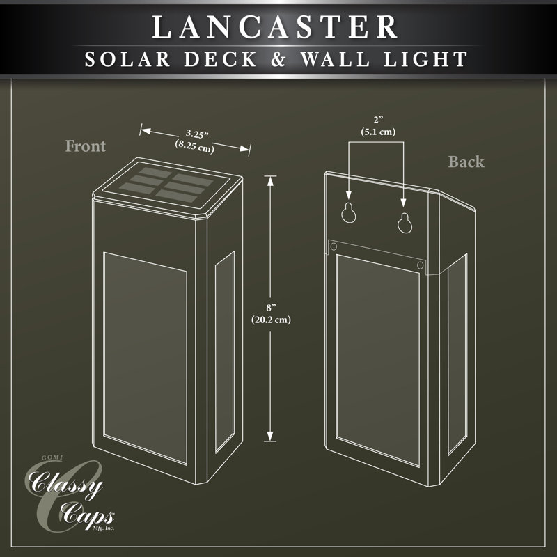 Black Aluminum Solar LED Deck and Wall Lights, Set of 2