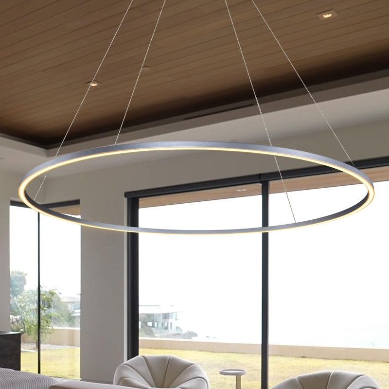 Tania Silver 72" Adjustable LED Ring Chandelier