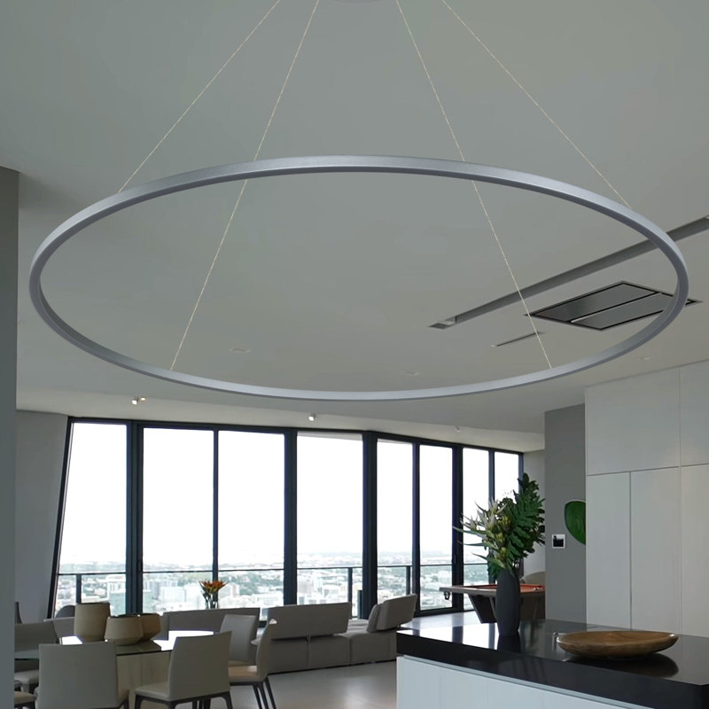 Tania Silver 72" Adjustable LED Ring Chandelier