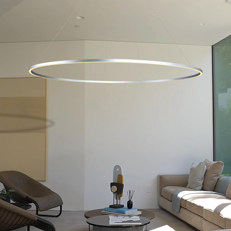 Tania Silver 72" Adjustable LED Ring Chandelier