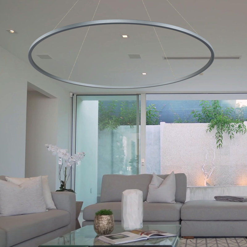 Tania Silver 72" Adjustable LED Ring Chandelier
