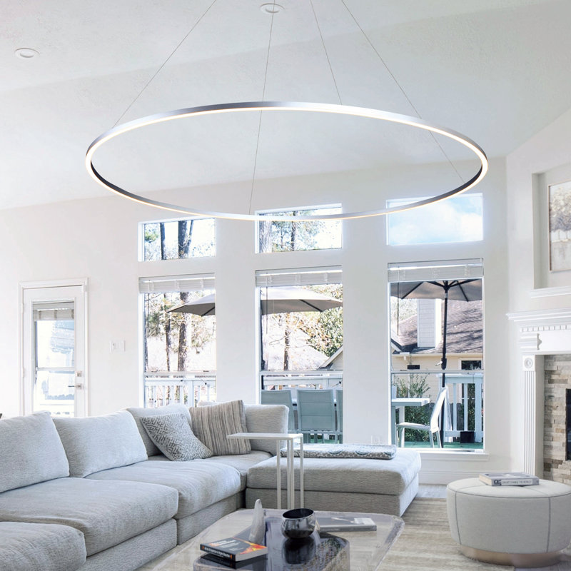 Tania Silver 72" Adjustable LED Ring Chandelier