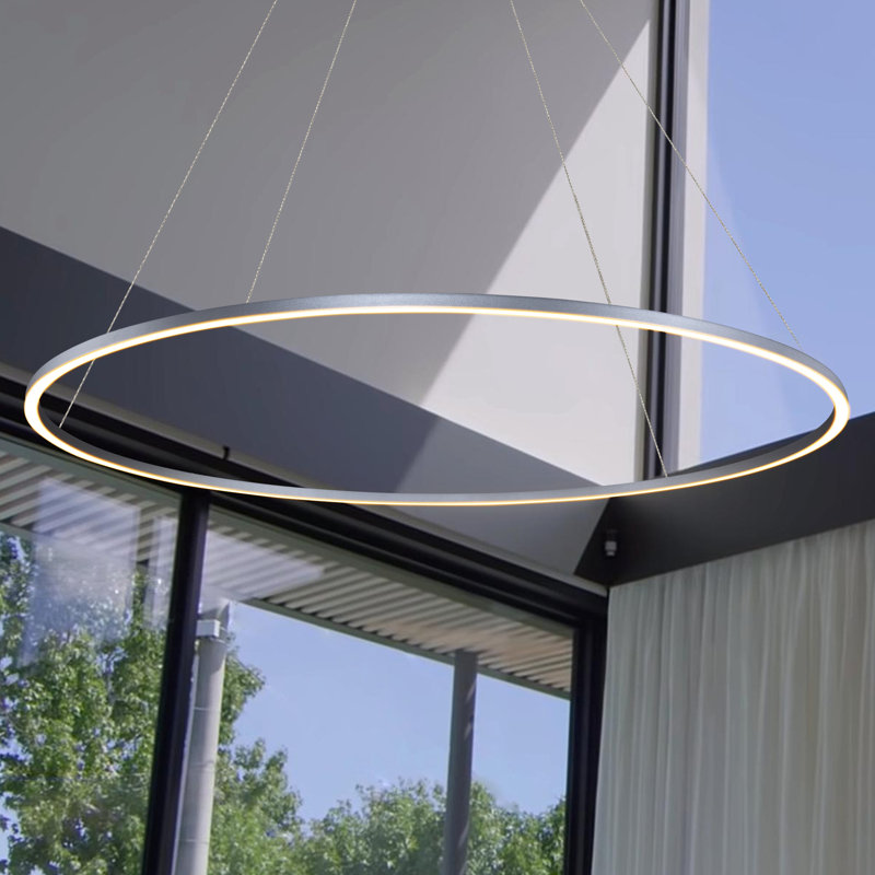 Tania Silver 72" Adjustable LED Ring Chandelier