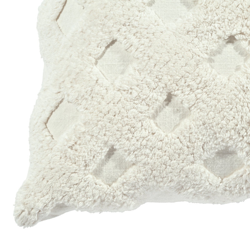 Off-White Cotton Tufted Square Decorative Pillow
